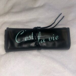 7 Makeup Brushes Case Travel Artist Faux Leather Pouch Set